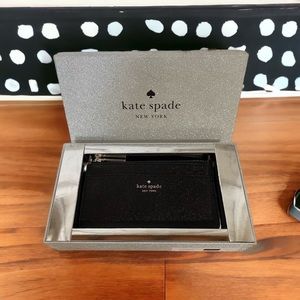 Kate Spade Black Glitter Cardholder/ Wallet NWT